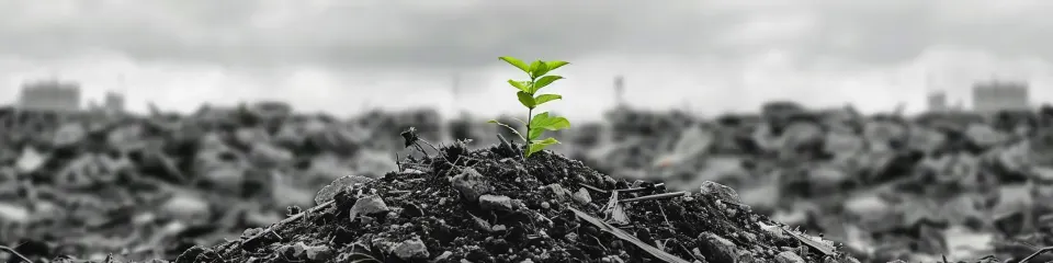 Una planta joven crece en la tierra.